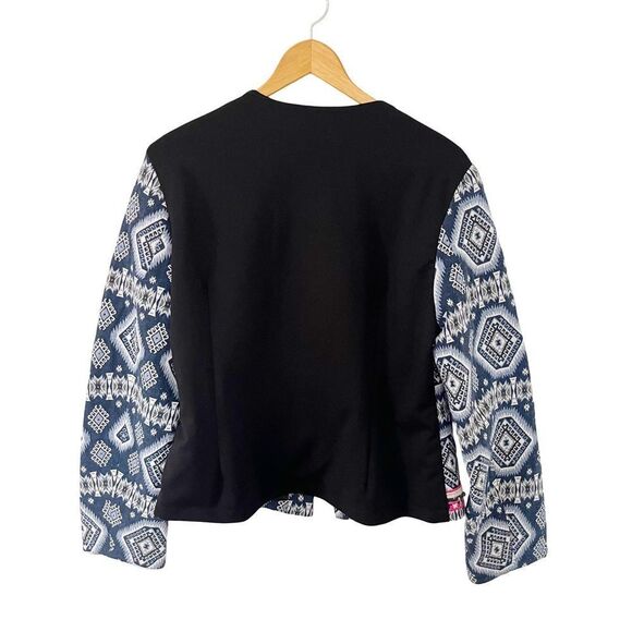 Oober Swank Navy Pink Patterned Open-Front Blazer Jacket - Picture 2 of 8